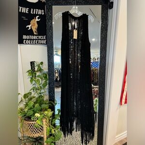 Maxi fringe knit cardigan by Trashxhaus